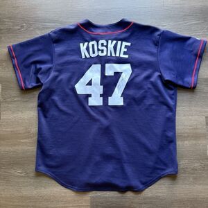 Minnesota Twins Corey Koskie Signed Jersey Mens XL Blue Majestic Autograph USA